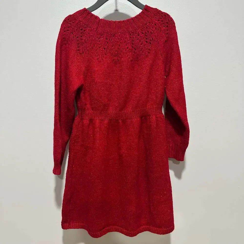 Cat & Jack Toddler Girls' Pointelle Sweater Dress Red, Sz 5T